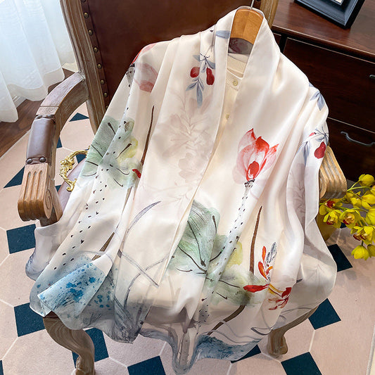 inRealSilk Printing 17# 50cm*170cm 100% Silk Shawls&Scarves