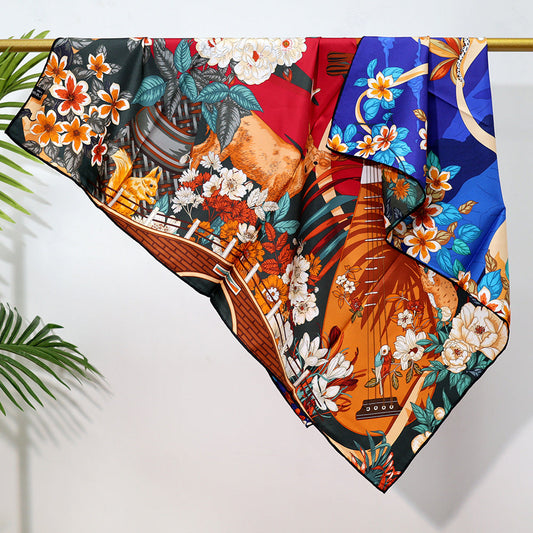 inRealSilk Double-Sided Heterochromatic Printing 07# 88cm*88cm A Large Square 100% Silk Scarves
