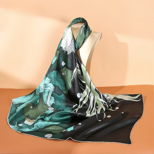 inRealSilk Gray Green 110cm*110cm A Large Square 100% Silk Scarves Fashion and Commuting