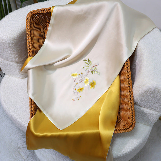inRealSilk Splendor -Mikin 35cm*155cm 100% Silk Long Scarf Fine Hand Embroidery Double Layer 16mm