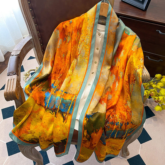 inRealSilk Printing 15# 50cm*170cm 100% Silk Shawls&Scarves