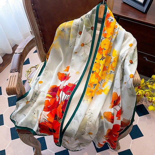 inRealSilk Printing 10# 50cm*170cm 100% Silk Shawls&Scarves