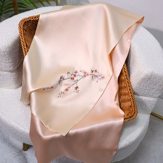inRealSilk Ragged-Tender Pink 35cm*155cm 100% Silk Long Scarf Fine Hand Embroidery Double Layer 16mm