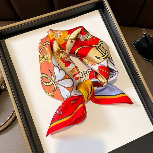 inRealSilk Red 53cm*53cm 100% Small Square Silk Scarf Neckerchiefs&Bandana