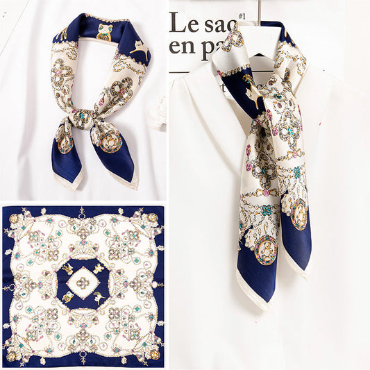 inRealSilk Sparkle Blue 65cm*65cm 100% Silk Small Square Scarf Small Neckerchief with Suit