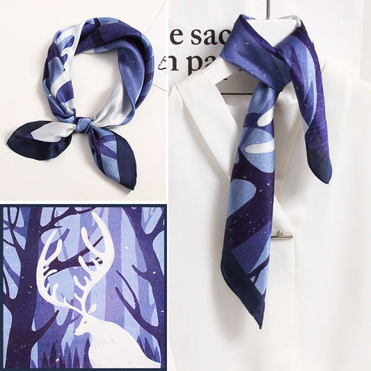 inRealSilk Elk Grove 65cm*65cm 100% Silk Small Square Scarf Small Neckerchief with Suit