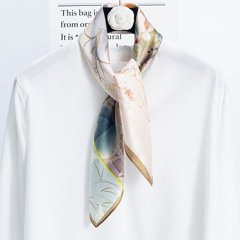 inRealSilk Pale Pink 70cm*70cm 100% Silk Small Square Scarf Fashion Commuting Style