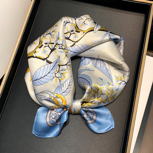 inRealSilk  53cm*53cm Azure 100% Small Square Silk Scarf Neckerchiefs&Bandana