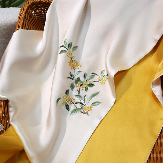 inRealSilk Cinnamon - Mikin  35cm*155cm 100% Silk Long Scarf Fine Hand Embroidery Double Layer 16mm