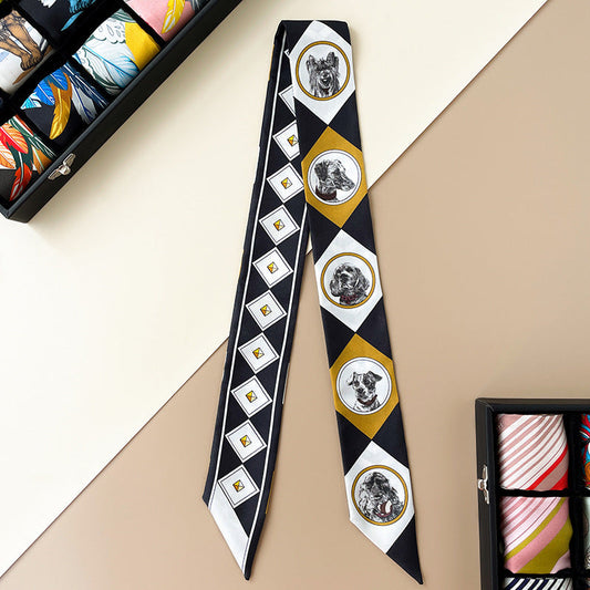 inRealSilk Twilly 18mm High Quality Black Dog Collars 86cm*5cm 100% Silk (Mulberry Silk) Hair Bands&Bags Ribbons&Neckband