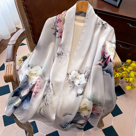 inRealSilk Printing 04# 50cm*170cm 100% Silk Shawls&Scarves