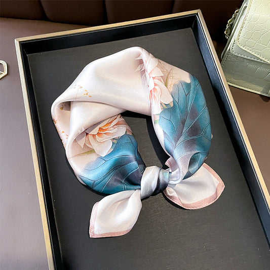 inRealSilk Pink And Blue 53cm*53cm 100% Small Square Silk Scarf Neckerchiefs&Bandana