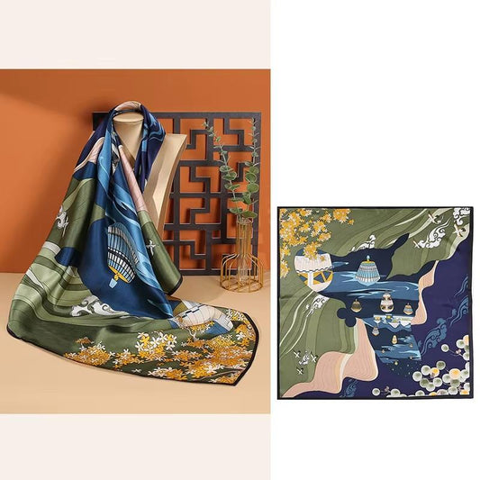 inRealSilk Navy Blue 68cm*68cm 100% Silk Small Square Scarf