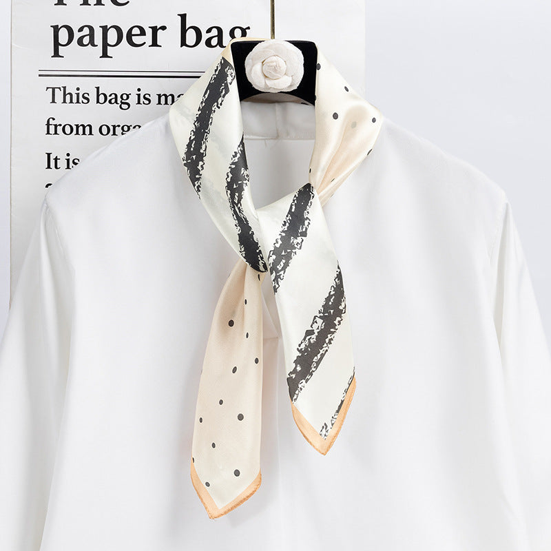 inRealSilk Beige 70cm*70cm 100% Silk Small Square Scarf Fashion Commuting Style