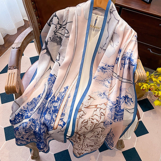 inRealSilk Printing 11# 50cm*170cm 100% Silk Shawls&Scarves