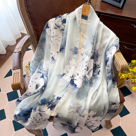 inRealSilk Printing 24# 50cm*170cm 100% Silk Shawls&Scarves
