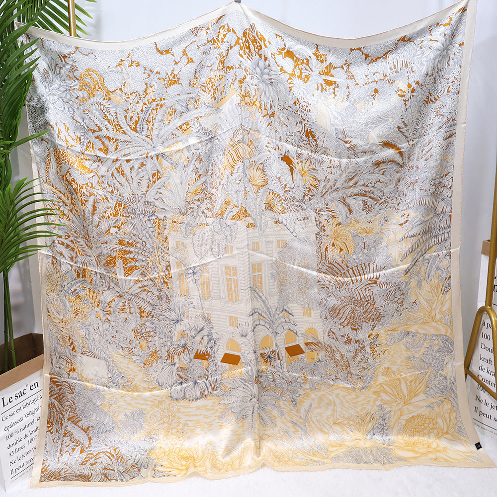 inRealSilk Tropical Rainforest 135cm*135cm A Large Square 100% Silk Scarves