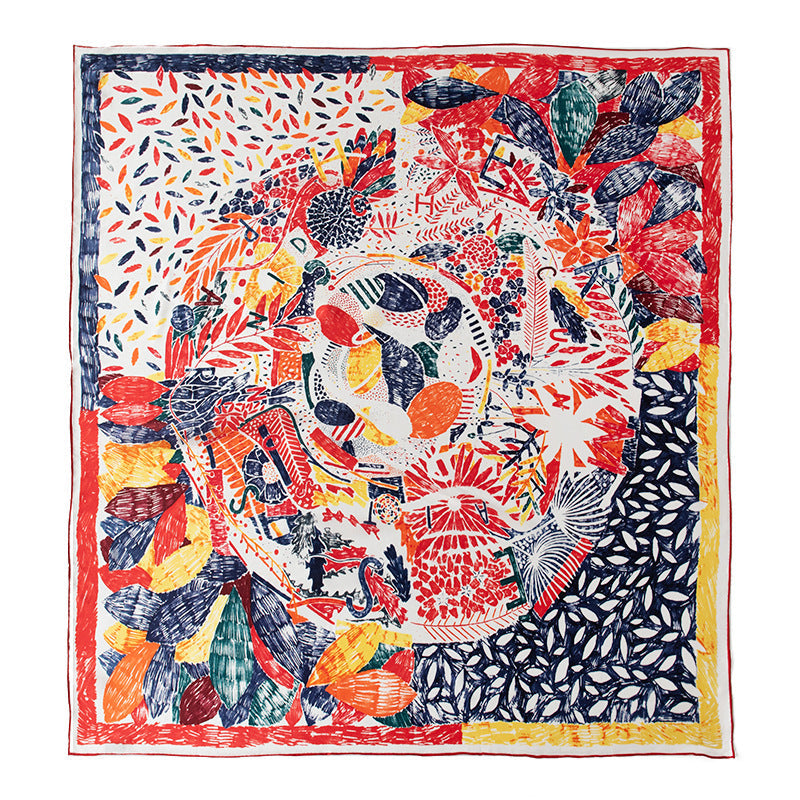 inRealSilk Red Flowers 53cm*53cm Printing 100% Small Square Silk Scarf Neckerchiefs&Bandana For All Occasions