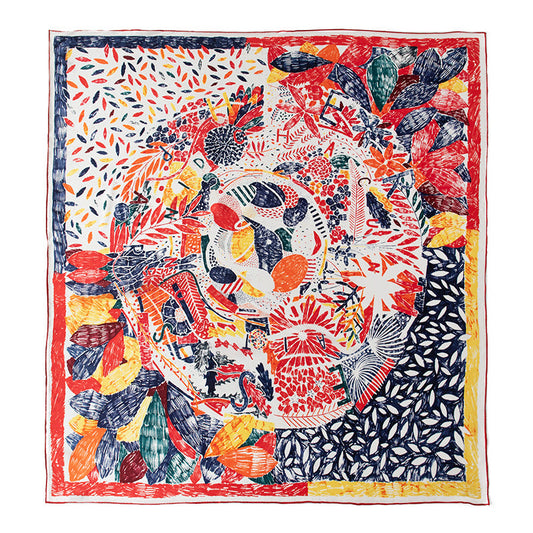 inRealSilk Red Flowers 53cm*53cm Printing 100% Small Square Silk Scarf Neckerchiefs&Bandana For All Occasions