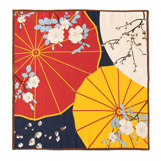 inRealSilk Curry Edge Oil Paper Umbrella 53cm*53cm Printing 100% Small Square Silk Scarf Neckerchiefs&Bandana For All Occasions