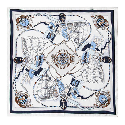 inRealSilk White Sail 53cm*53cm Printing 100% Small Square Silk Scarf Neckerchiefs&Bandana For All Occasions