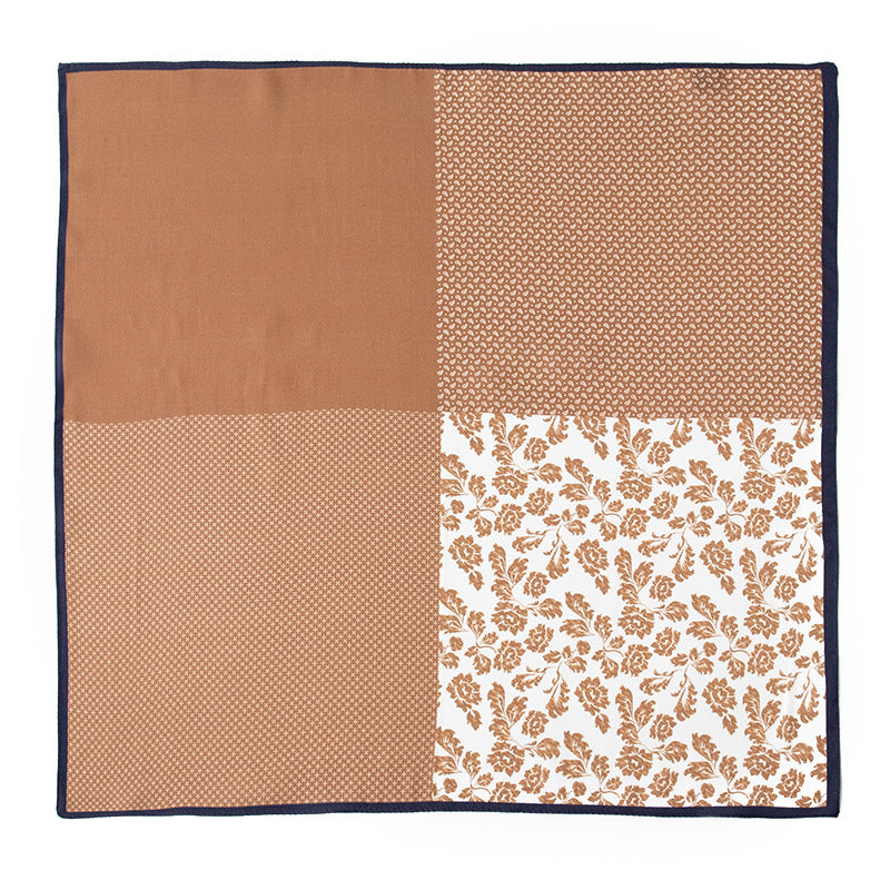 inRealSilk Patchwork Coffee 53cm*53cm Printing 100% Small Square Silk Scarf Neckerchiefs&Bandana For All Occasions