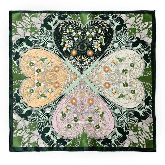 inRealSilk Four-leaf Clover 53cm*53cm Printing 100% Small Square Silk Scarf Neckerchiefs&Bandana For All Occasions
