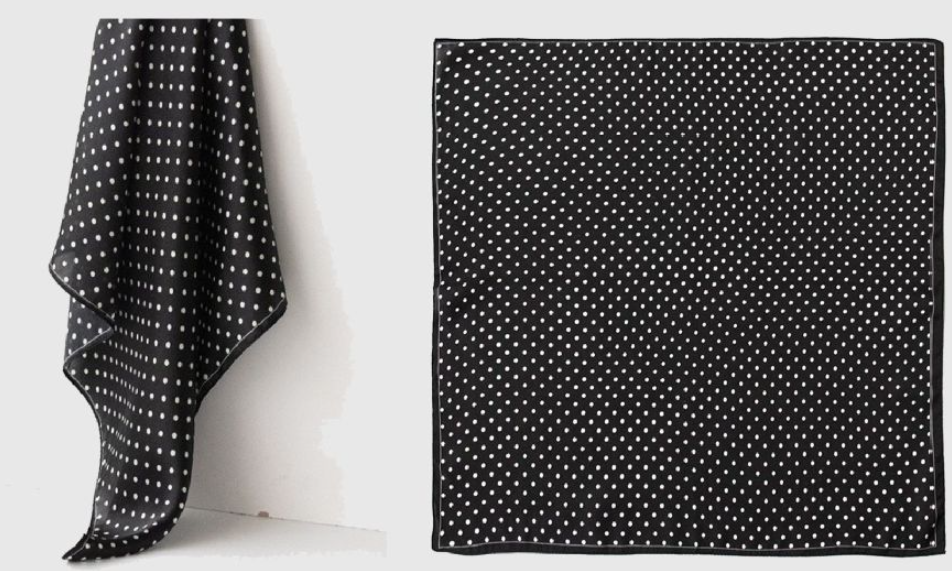inRealSilk White Spots On A Black Background 53cm*53cm Printing 100% Small Square Silk Scarf Neckerchiefs&Bandana For All Occasions