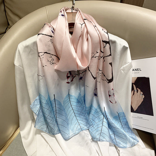 inRealSilk Light Blue Pink 55cm*173cm 100% Silk Shawls