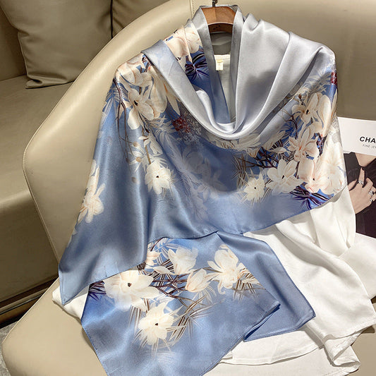 inRealSilk Sky Blue Gray 55cm*173cm 100% Silk Shawls