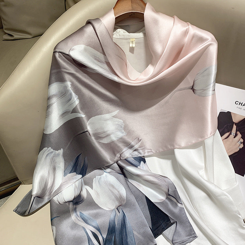 inRealSilk Pinkish-gray 55cm*173cm 100% Silk Shawls