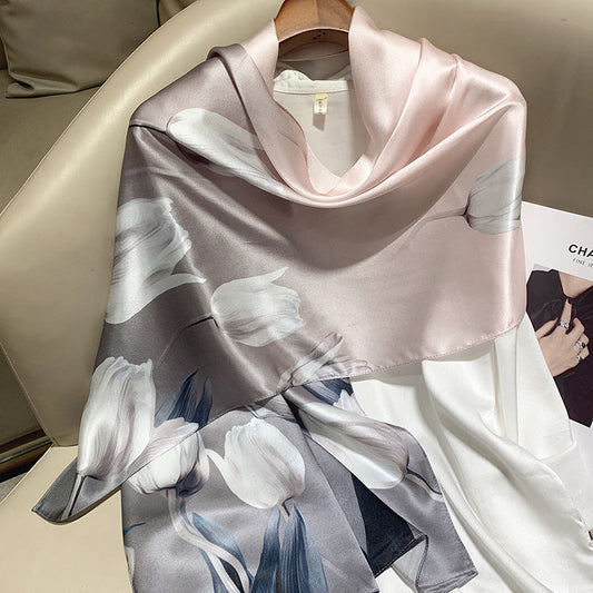 inRealSilk Pinkish-gray 55cm*173cm 100% Silk Shawls