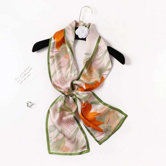 inRealSilk PZS03-02# Double Layers 145cm*17cm 100% Small Silk Scarf Neckerchiefs