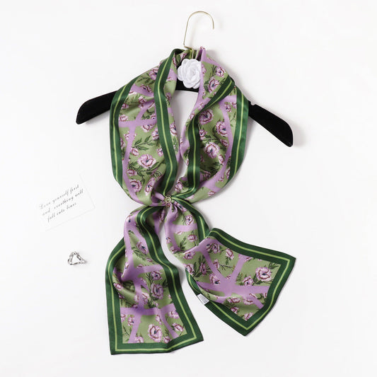 inRealSilk PZS03-05# Double Layers 145cm*17cm 100% Small Silk Scarf Neckerchiefs