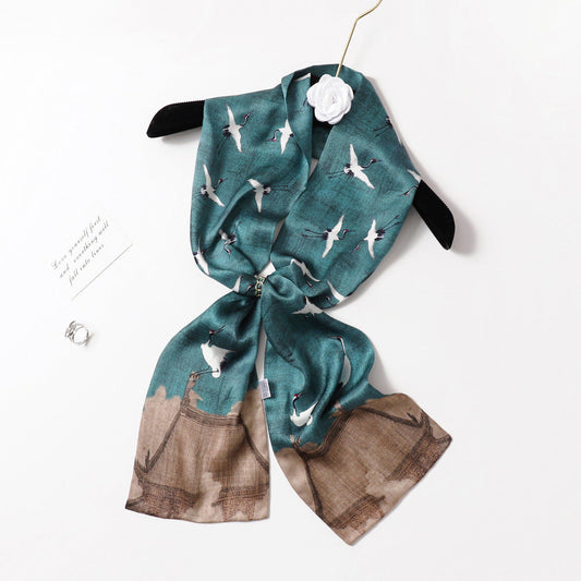 inRealSilk PZS03-04# Double Layers 145cm*17cm 100% Small Silk Scarf Neckerchiefs