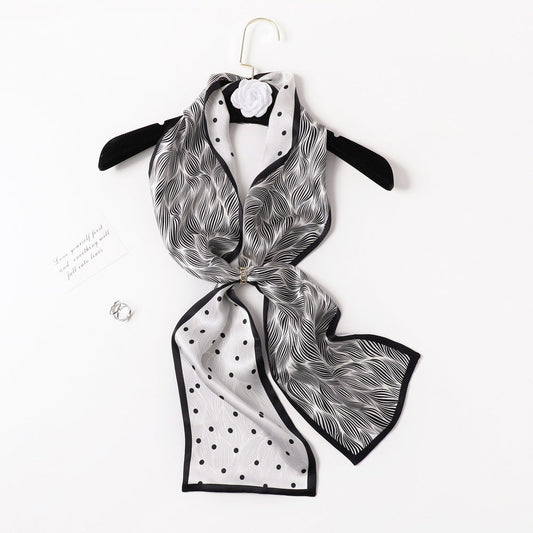 inRealSilk PZS04-02# Double Layers 145cm*17cm 100% Small Silk Scarf Neckerchiefs