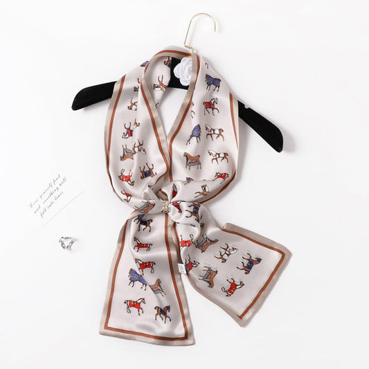 inRealSilk PZS06-03# Double Layers 145cm*17cm 100% Small Silk Scarf Neckerchiefs