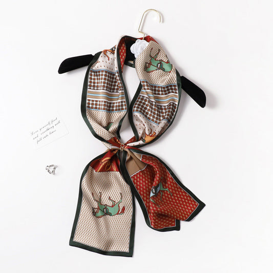 inRealSilk PZS06-04# Double Layers 145cm*17cm 100% Small Silk Scarf Neckerchiefs