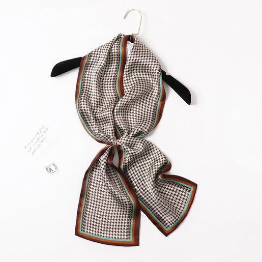 inRealSilk PZS06-05# Double Layers 145cm*17cm 100% Small Silk Scarf Neckerchiefs