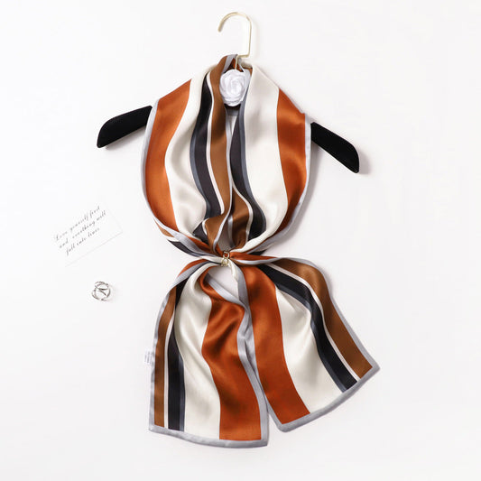 inRealSilk PZS06-02# Double Layers 145cm*17cm 100% Small Silk Scarf Neckerchiefs