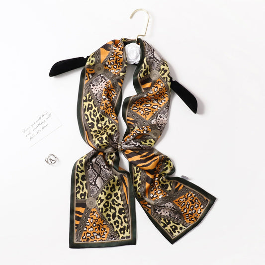 inRealSilk PZS07-01# Double Layers 145cm*17cm 100% Small Silk Scarf Neckerchiefs