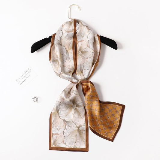 inRealSilk PZS07-04# Double Layers 145cm*17cm 100% Small Silk Scarf Neckerchiefs