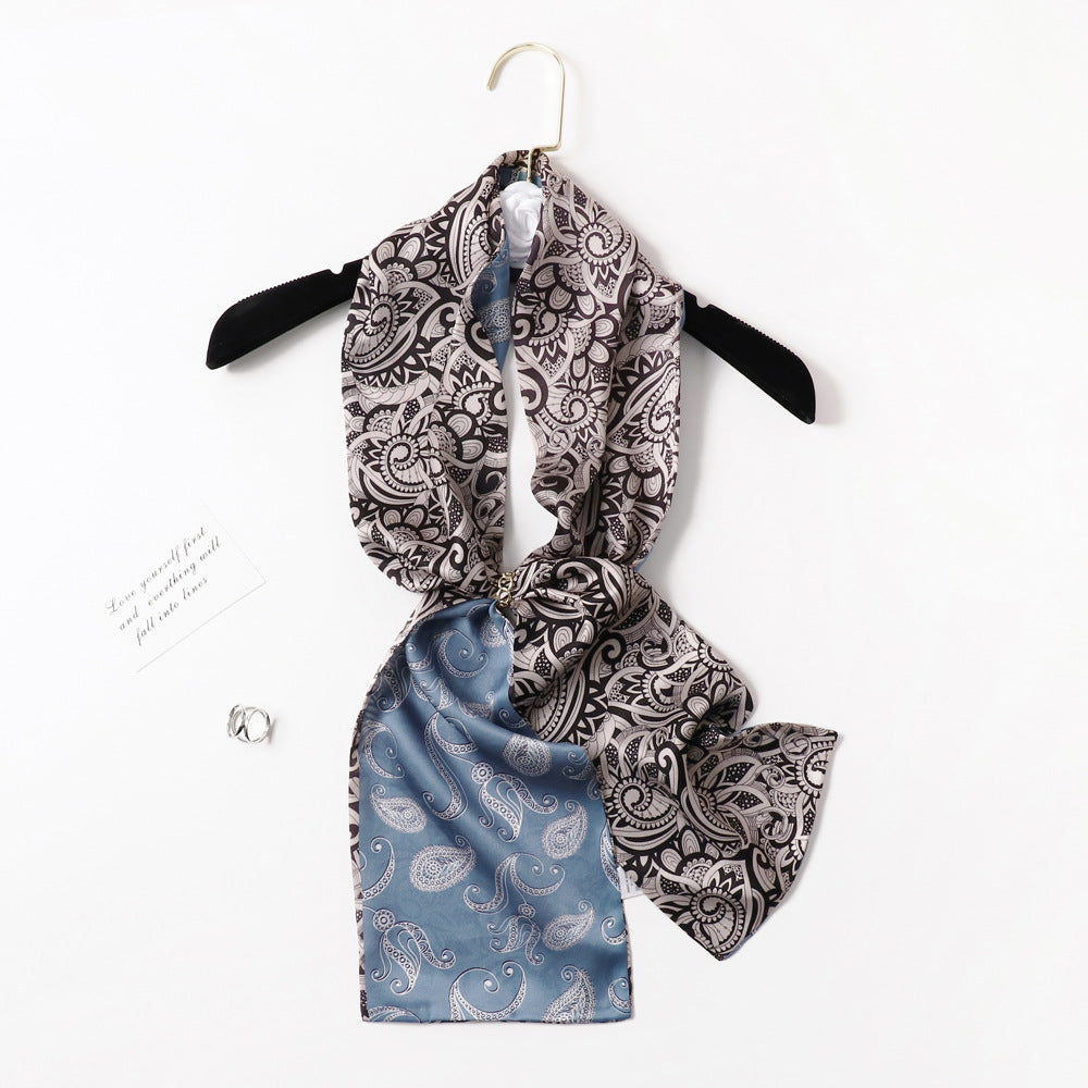 inRealSilk PZS07-03# Double Layers 145cm*17cm 100% Small Silk Scarf Neckerchiefs