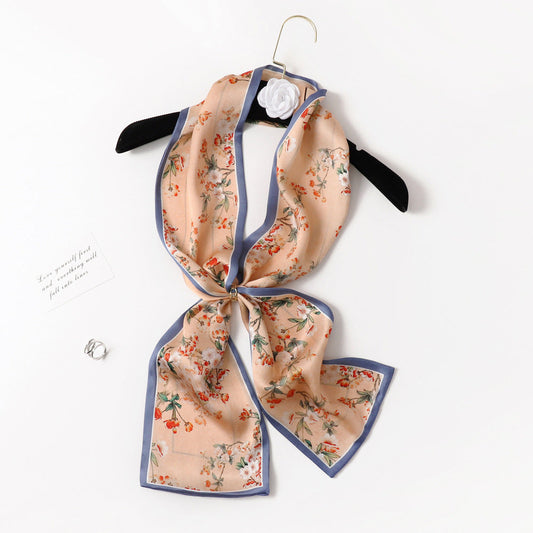inRealSilk PZS07-05# Double Layers 145cm*17cm 100% Small Silk Scarf Neckerchiefs