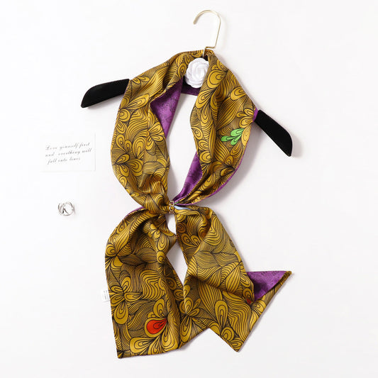 inRealSilk PZS07-02# Double Layers 145cm*17cm 100% Small Silk Scarf Neckerchiefs