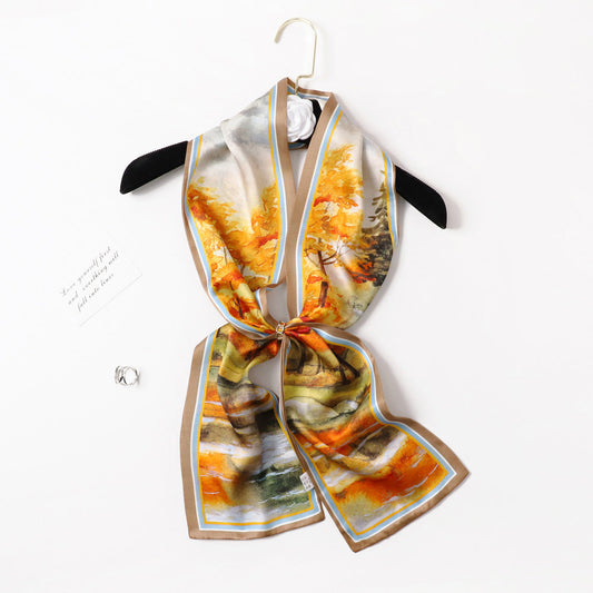 inRealSilk PZS09-01# Double Layers 145cm*17cm 100% Small Silk Scarf Neckerchiefs