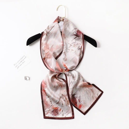 inRealSilk PZS09-04# Double Layers 145cm*17cm 100% Small Silk Scarf Neckerchiefs