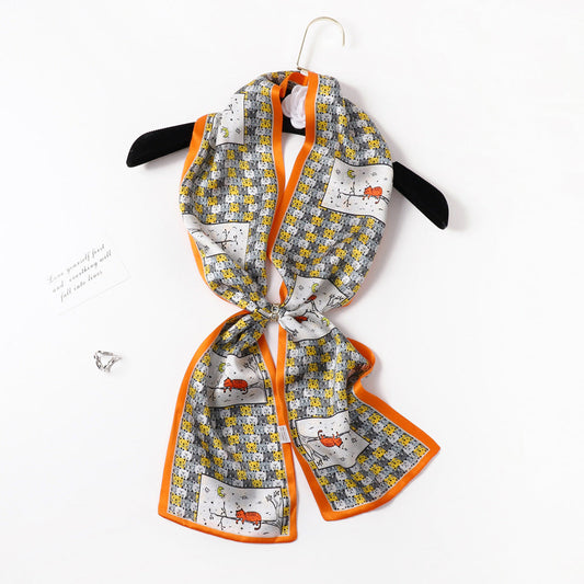 inRealSilk PZS09-05# Double Layers 145cm*17cm 100% Small Silk Scarf Neckerchiefs