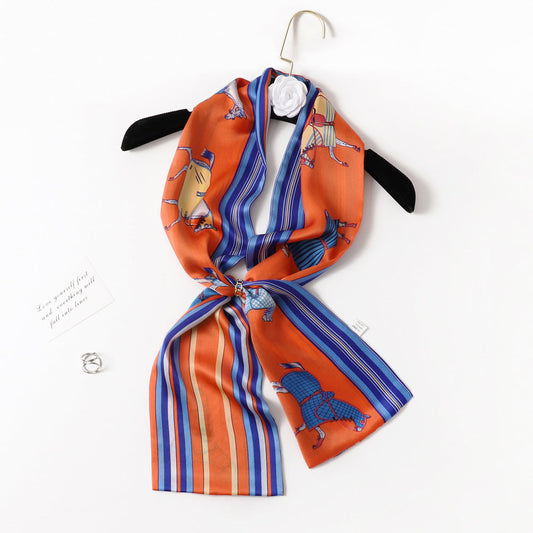 inRealSilk PZS09-02# Double Layers 145cm*17cm 100% Small Silk Scarf Neckerchiefs