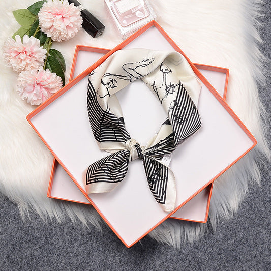 inRealSilk S21010 53cm*53cm Print 100% Small Square Silk Scarf Neckerchiefs&Bandana